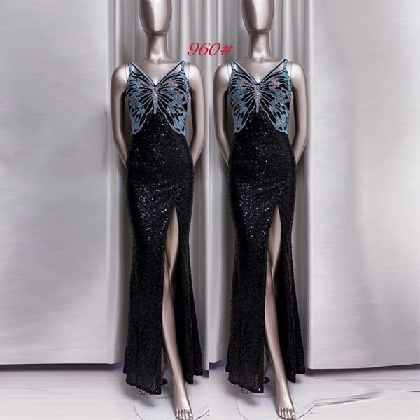 New Sequined Evening Dress Autumn And Winter Purple French Style High Sense Banquet - Image 8