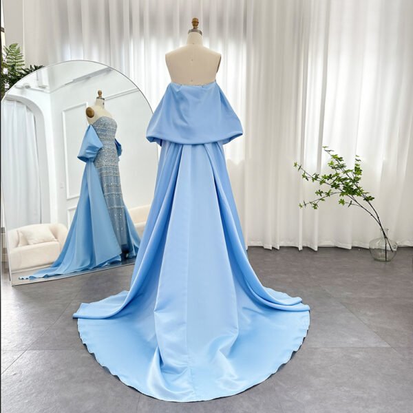 Foreign Trade Tube Top Heavy Industry Beads Off-shoulder Satin Trailing Evening Dress - Image 9