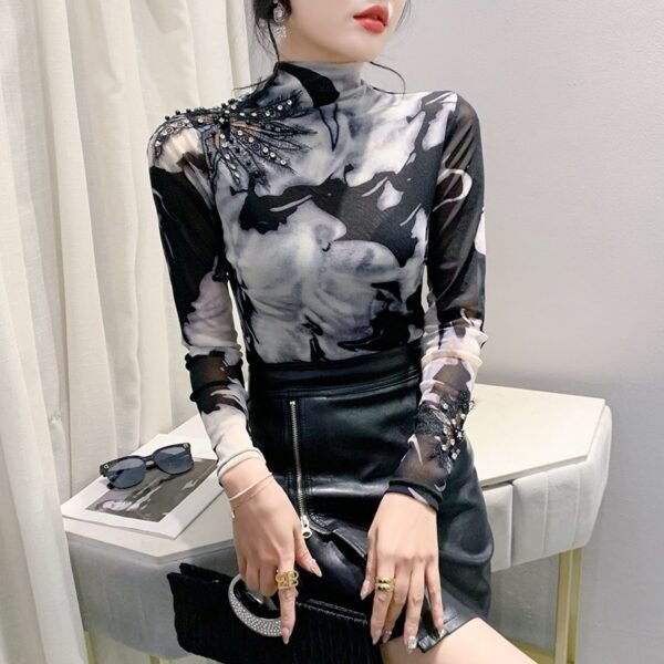 Tie-dyed Ink Painting Long-sleeved Bottoming Shirt - Image 7