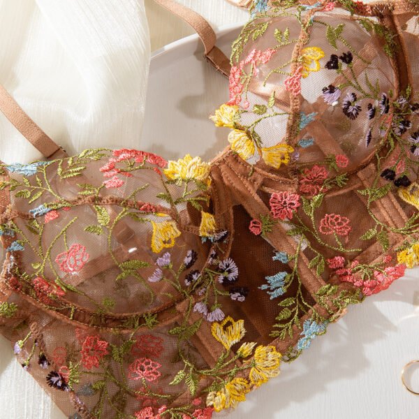 Underwear Embroidered Flower Fishbone Sexy Push Up Suit - Image 4