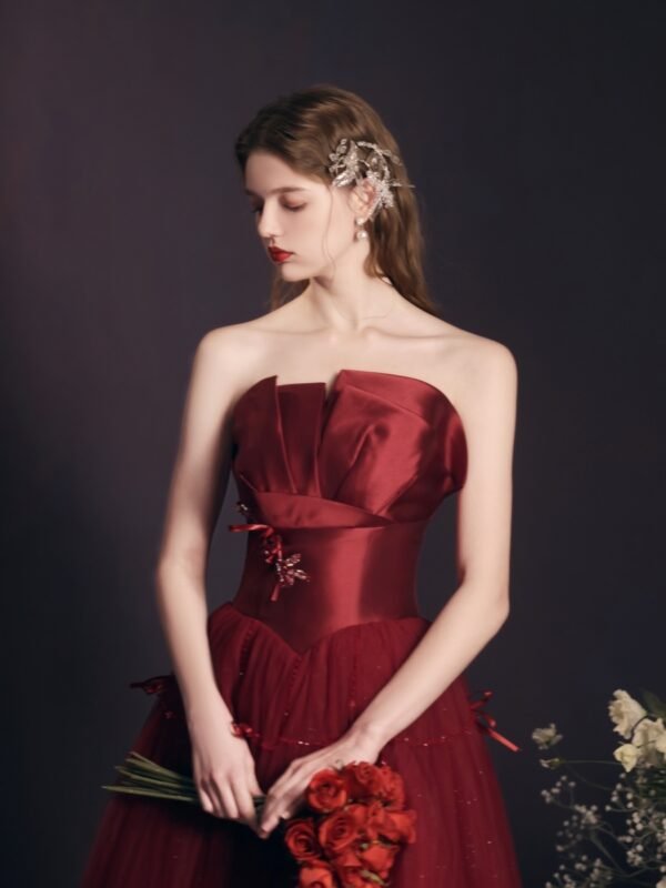 Red Long Dress Heavy-duty Tube Top For Women - Image 2