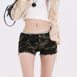 New Low Waist Camouflage Denim Super Shorts Women