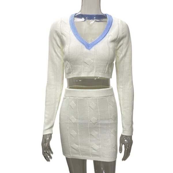 Fashionable Knitted Midriff-baring Sweater Women's High Waist Suit - Image 4