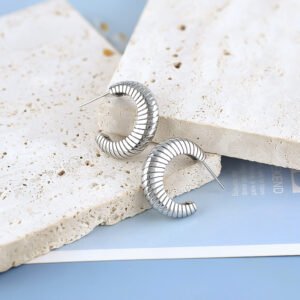 Round Texture Oval Earrings Women's Retro