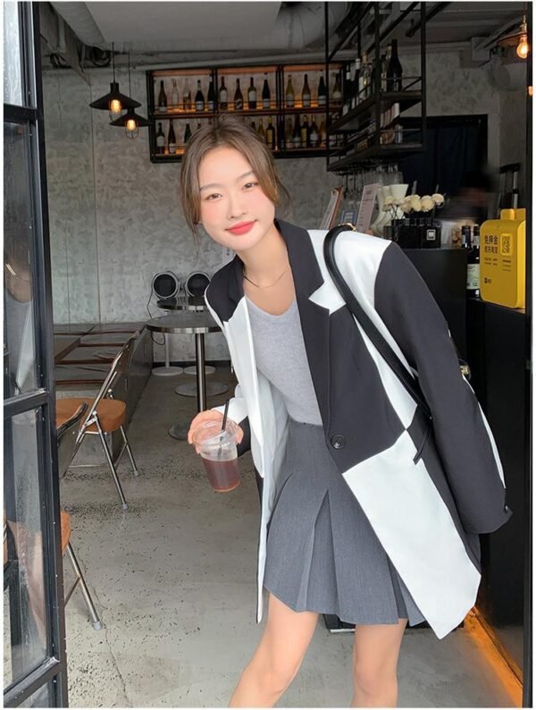 Color Matching Suit Jacket Female Loose Design Niche Small-sized - Image 3