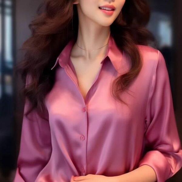 Professional Retro Unique Chic Purple Blouse Women Tops - Image 2