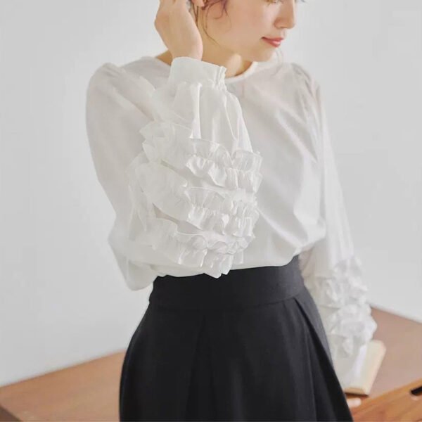 Advanced Sense Sweet Lotus Leaf Puff Sleeve Top - Image 4