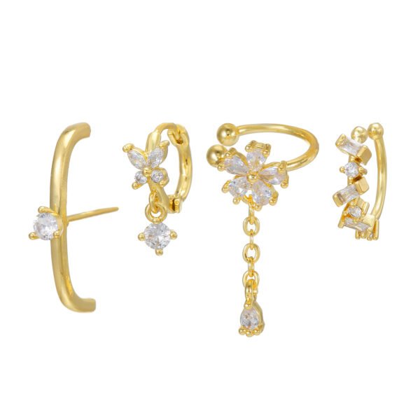 Flower Zircon Earrings Copper Plating Female Fashion - Image 4