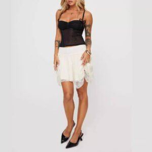 Women's Solid Color Suspender Bow Vest