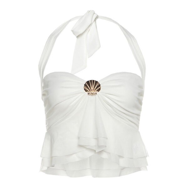 Women's Pure Hot Girl Metal Shell Button Vest Top - Image 2