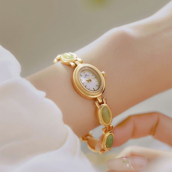 Women's Watch Ladies Bracelet Luxury Brand Waterproof Retro Natural Dongling Stone Hetian Jade Advanced Chain Watches Gift - Image 3