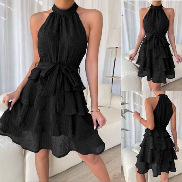 Women's Halterneck Dresses Sleeveless Ruffle Dress - Image 4