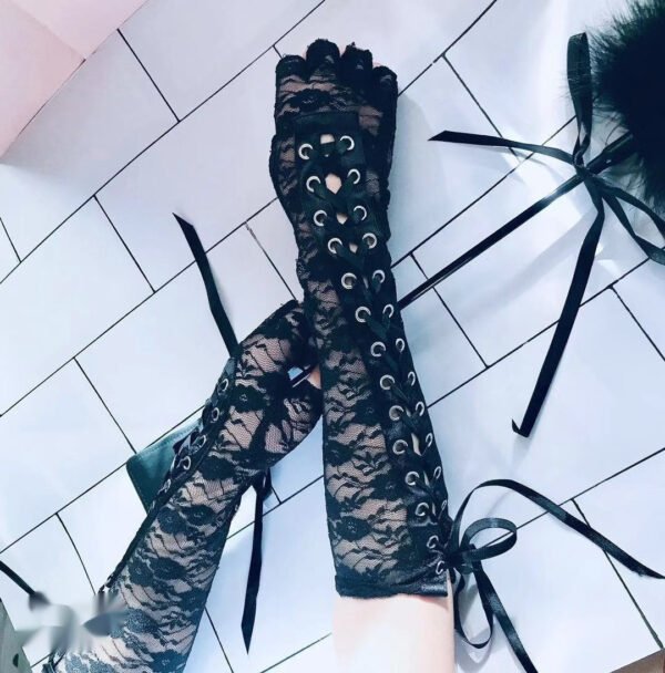 Beautiful Personality Lace Strap Gloves - Image 3