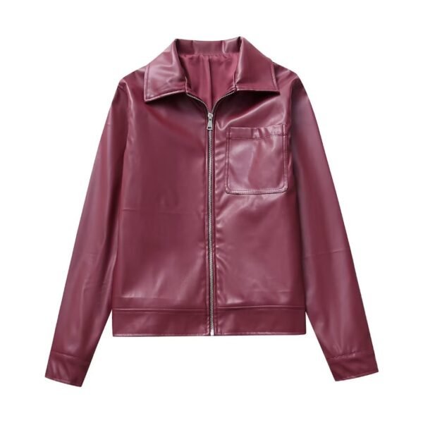 Cool And Wild Lapel Leather Biker's Leather Jacket - Image 6