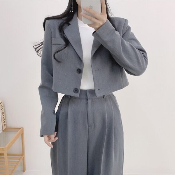 Women's Minimalist French Collar Jacket And Pants - Image 7