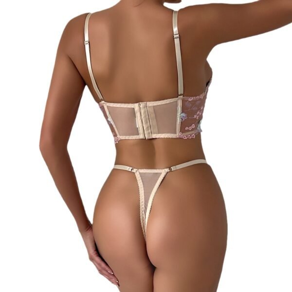 Underwear Embroidered Flower Fishbone Sexy Push Up Suit - Image 3