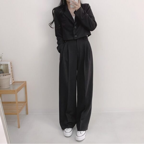 Women's Minimalist French Collar Jacket And Pants - Image 3