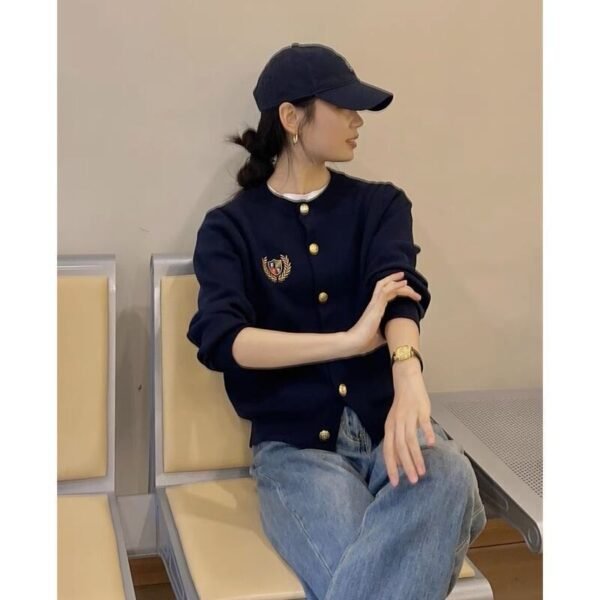 Knitted Round Neck Long Sleeve Coat For Women - Image 4