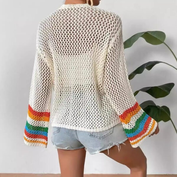 Color Plaid Crocheted Handmade Top Women's Clothing - Image 5