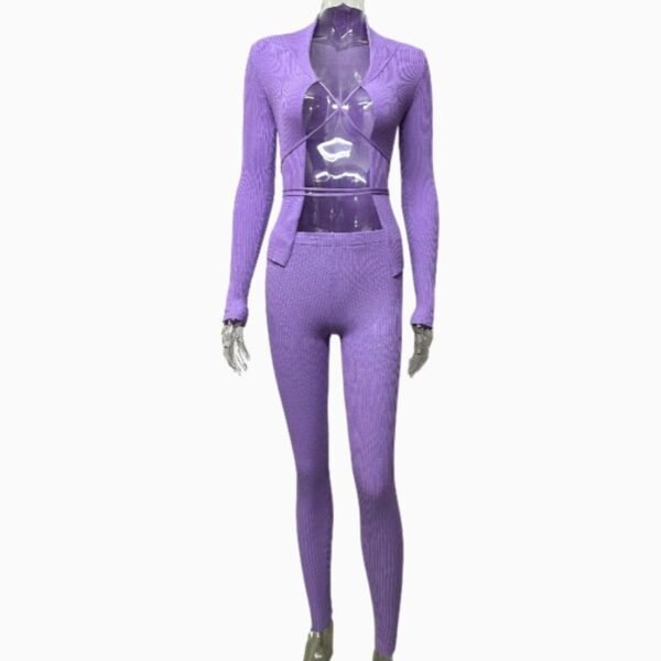 Long Sleeve Tied Women's Suit Knitted Fashion - Image 4