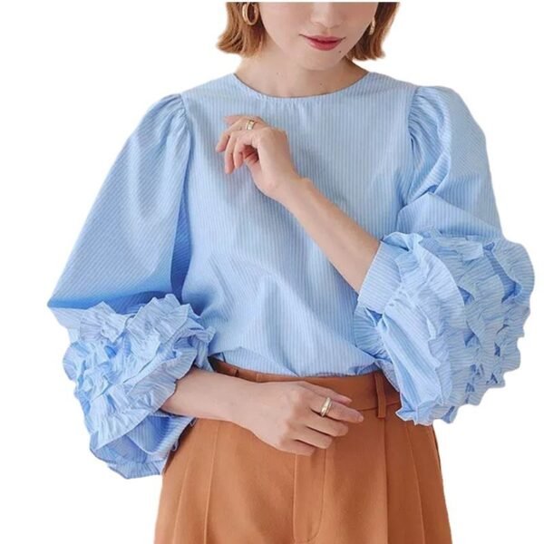 Advanced Sense Sweet Lotus Leaf Puff Sleeve Top - Image 3