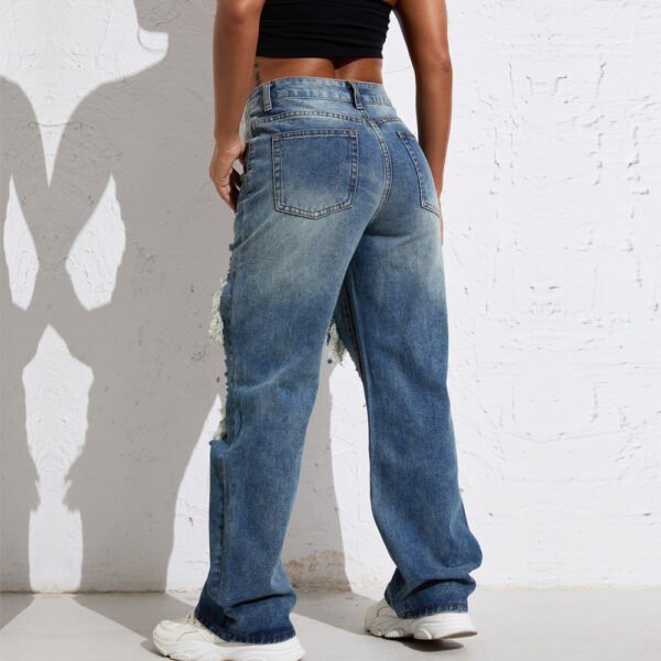 Shascullfites Melody Blue Wash Ripped Retro Stright Leg Jeans Women's Pants Denim Pants Jeans Wide Streetwear - Image 3