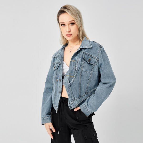 Women's Denim Long Sleeve Designed Jacket Fashion Top - Image 4