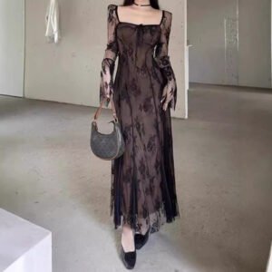 Women's Lace Mesh Fishtail Dress