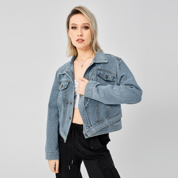 Women's Denim Long Sleeve Designed Jacket Fashion Top - Image 3