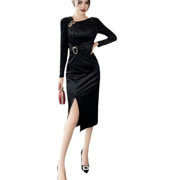 Women's Hollow Split Velvet Dress - Image 6