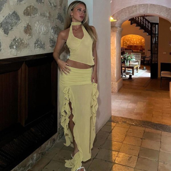 Summer Women's Cropped Vest Skirt Suit - Image 7
