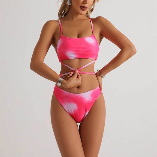 3pcs Tie Dye Print Bikini With Short Skirt Summer Beach Sexy Swimwear Womens Clothing - Image 9