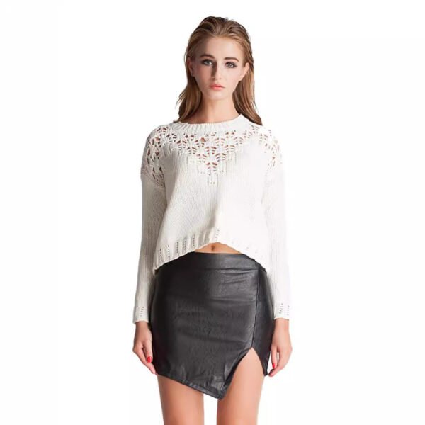 High Waist Slit PU Leather Skirt Sexy Skirt - Image 3