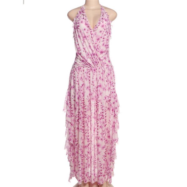 Women's Halter Fashion Printing Long Dress - Image 3