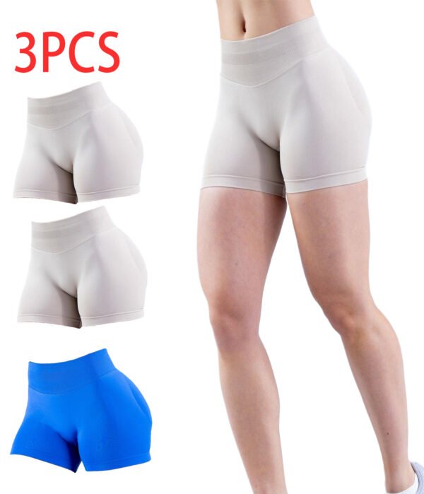 3PCSHigh-waisted Solid-color Training Shorts - Image 3