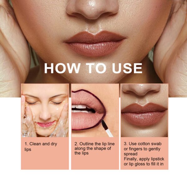 Lip Liner Pen Dark Brown Waterproof Long Lasting Plump Soft Lip Gloss Makeup Cosmetics - Image 7
