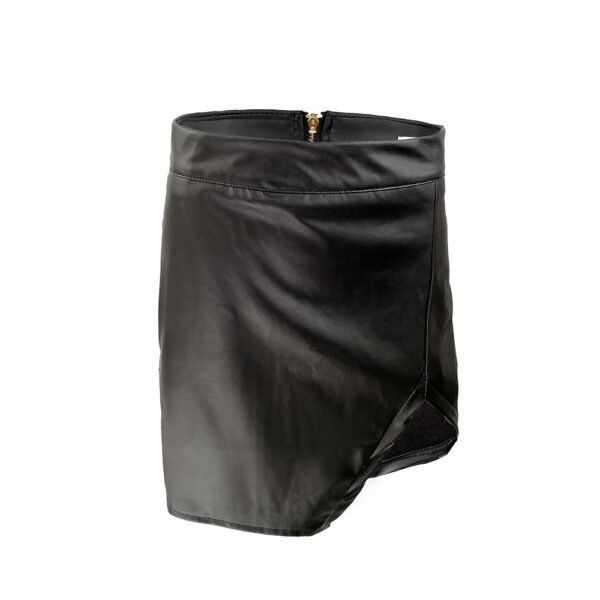 High Waist Slit PU Leather Skirt Sexy Skirt - Image 4