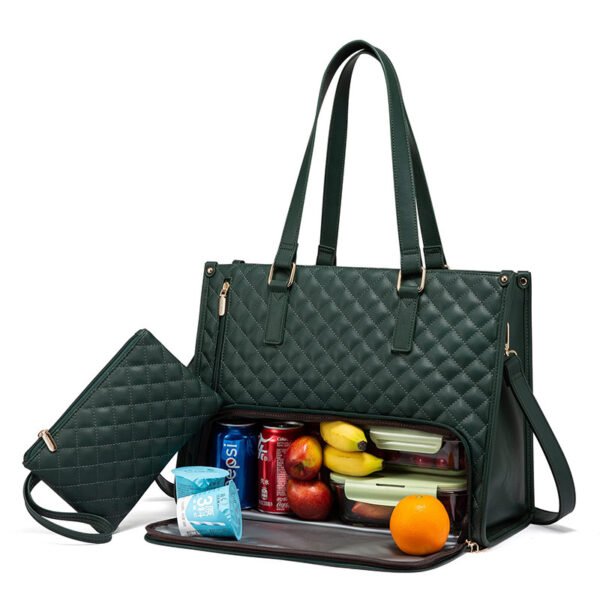 Fashionable Lunch Tote Bag Women's Thermal Insulation Lunch Box Leak-proof Crossbody Computer Storage Bag Quilted Large Capacity Handbag With Purse - Image 6