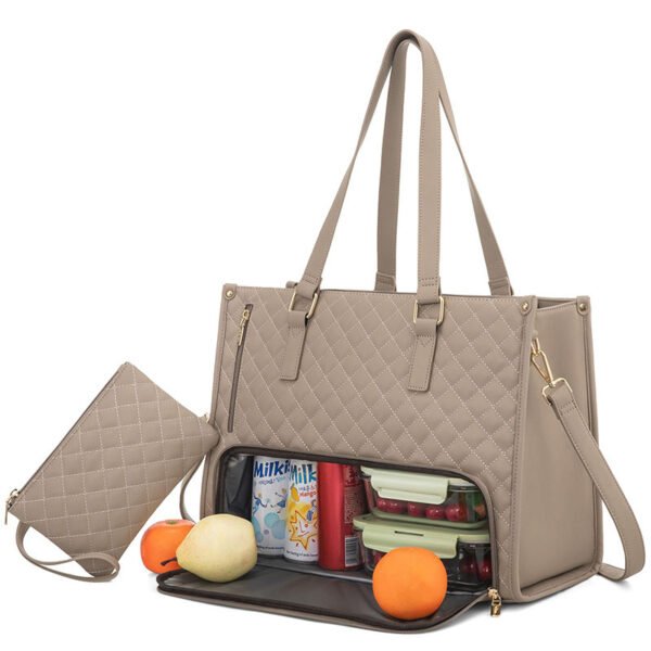 Fashionable Lunch Tote Bag Women's Thermal Insulation Lunch Box Leak-proof Crossbody Computer Storage Bag Quilted Large Capacity Handbag With Purse - Image 8