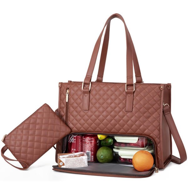Fashionable Lunch Tote Bag Women's Thermal Insulation Lunch Box Leak-proof Crossbody Computer Storage Bag Quilted Large Capacity Handbag With Purse - Image 10