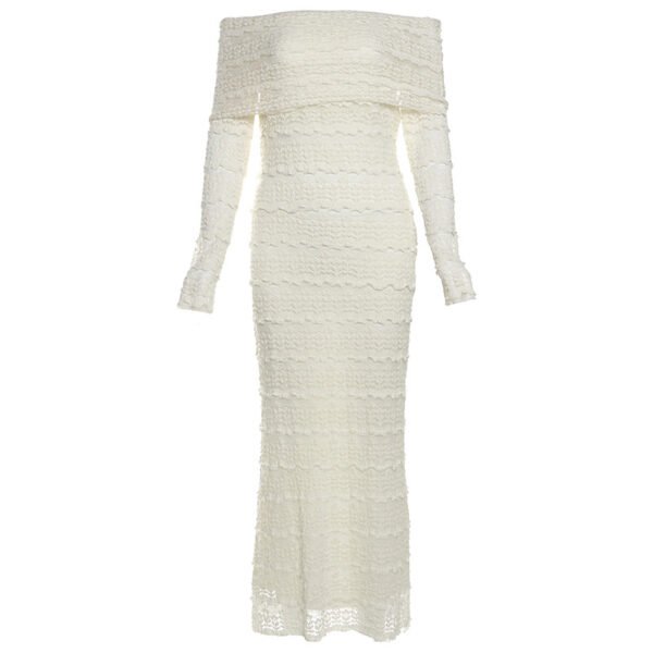 Amazon New Fashionable Elegant Socialite Style Off-shoulder Lace Dress Women - Image 5