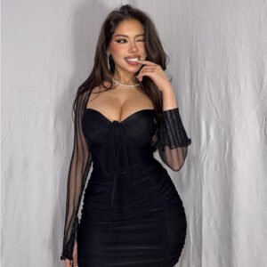 Women's Lace Screen Color Contrast Patchwork Party Dress