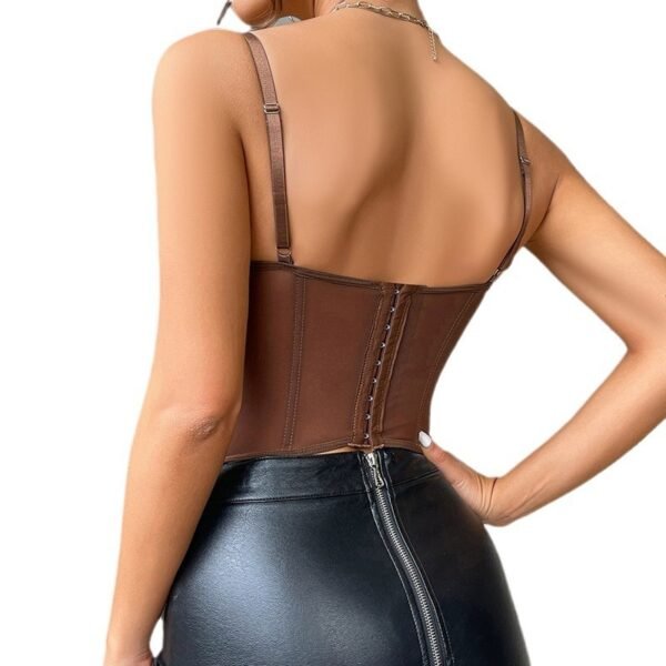 Women Tanks Lace Spaghetti Strap Top Summer Sleeveless Tops Open Back Bone Corset Bustier Sexy Slim Lingerie Bodyshaper Camisole - Image 2