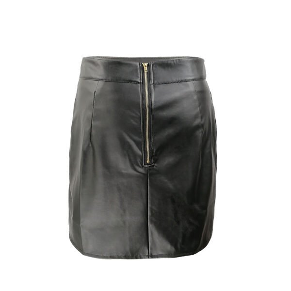 High Waist Slit PU Leather Skirt Sexy Skirt - Image 2