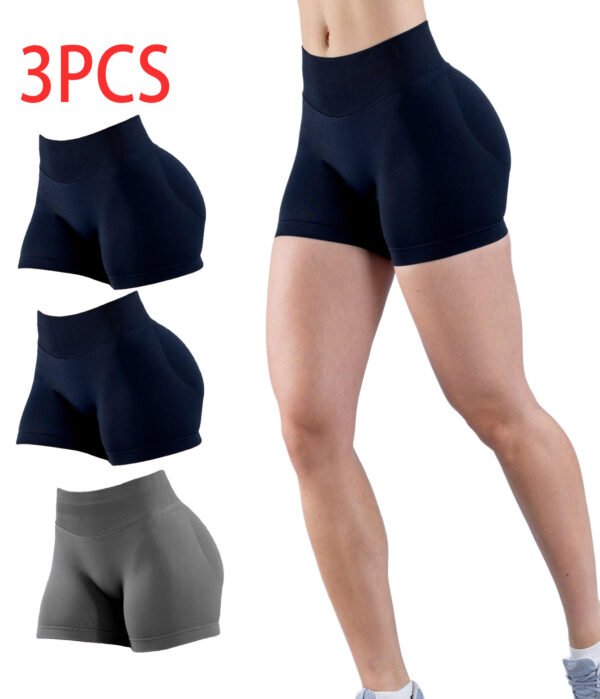 3PCSHigh-waisted Solid-color Training Shorts - Image 7