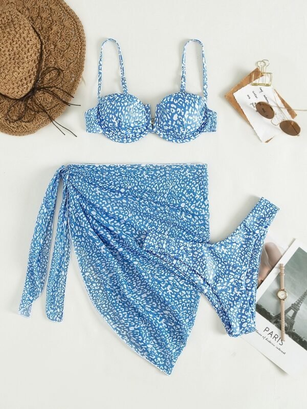 Three-piece Floral Bikini Beach Dress - Image 10