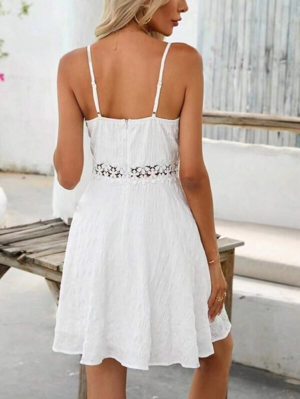 Cross Border Hot Sale Sling Stitching Lace Dress V-neck Casual - Image 5