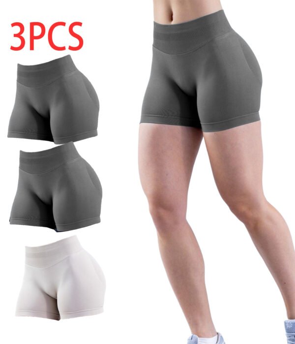3PCSHigh-waisted Solid-color Training Shorts - Image 8