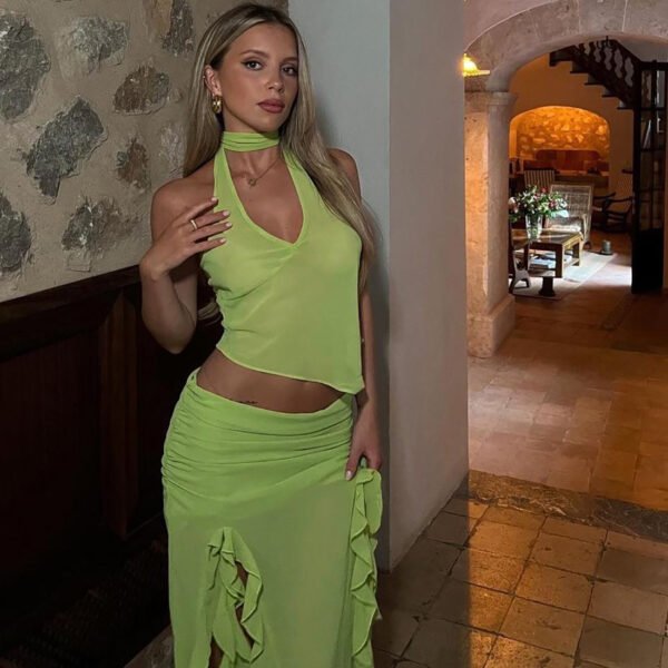 Summer Women's Cropped Vest Skirt Suit - Image 4