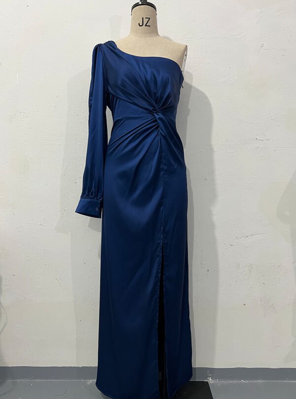 Women's One-shoulder Split Dress Ins Fashion Long-sleeved Slim Long Dresses Party Evening Clothing - Image 10